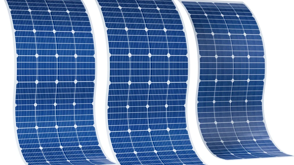 Flexible solar panels demonstrating adaptability with custom flexible solar panel mounts for varied surfaces.